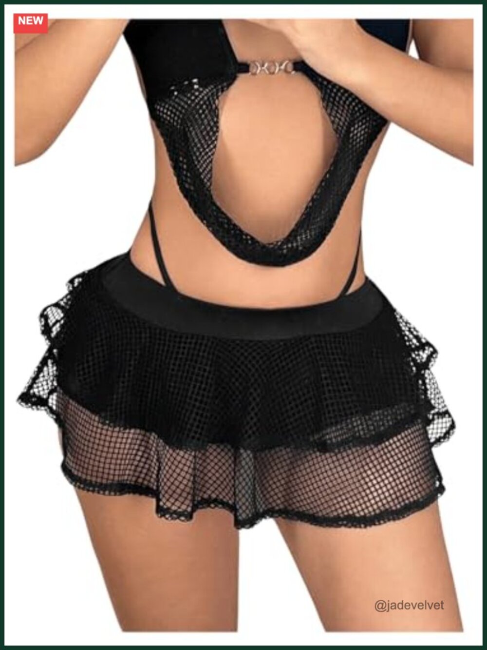 Sheer Fishnet Mini Skirt Low Rise Y2k Layered Ruffle A-Line Club Rave Micro